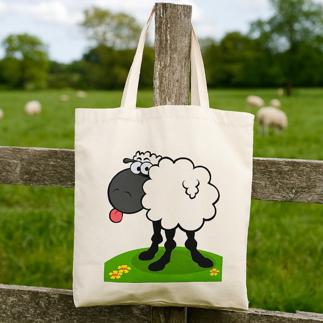 Sheep Sticking Tongue Out Tote Bag (Creator Uploaded)