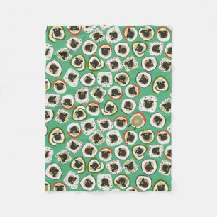 sheep sushi green fleece blanket