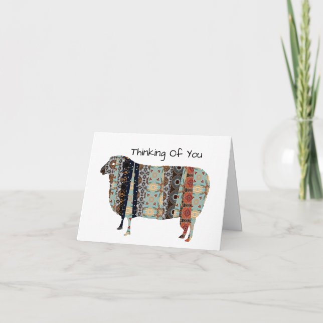Sheep Thinking Of You Folded Greeting Card (Front)