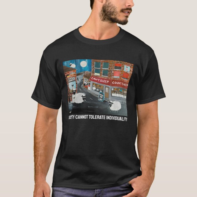 Sheep Town Painting by Alfred Fox T-Shirt (Front)