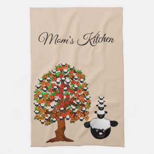 Sheep Tree Beige Kitchen Hand Towel