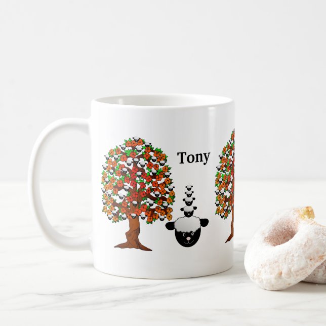 Sheep Tree White Mug (With Donut)