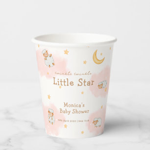 Sheep Twinkle Twinkle Moon Stars Girl Baby Shower  Paper Cups