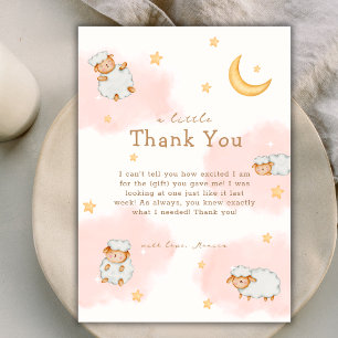 Sheep Twinkle Twinkle Moon Stars Girl Baby Shower Thank You Card