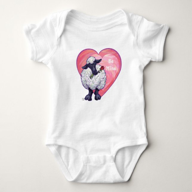 Sheep Valentine's Day Baby Bodysuit (Front)