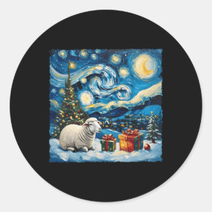 Sheep Van Gogh Style Starry Night Christmas Winter Classic Round Sticker
