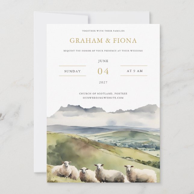 Sheep Watercolor Invitation (Front)