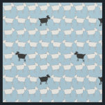 Sheep white black fun animal herd fabric<br><div class="desc">Cute sheep fabric, featuring cute white sheep and a cheeky black sheep smiling. Background colour can be personalised to your own choice of colour, currently in sky blue. Ideal for farming material projects or animal or sheep lovers or even for the black sheep of the family. Uniquely designed by Sarah...</div>