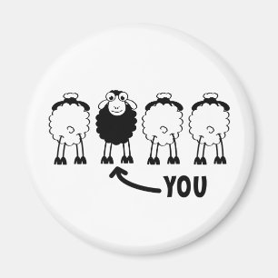Sheep, white or black, of the family magnet