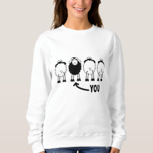 Sheep, white or black, of the family sweatshirt
