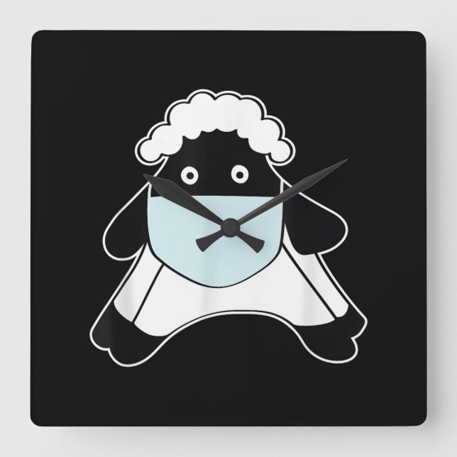Sheep with face mask | Animal Owner Gift Square Wall Clock (Front)