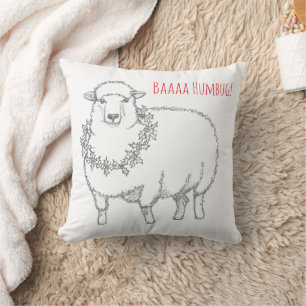 Sheep With Holly Cushion