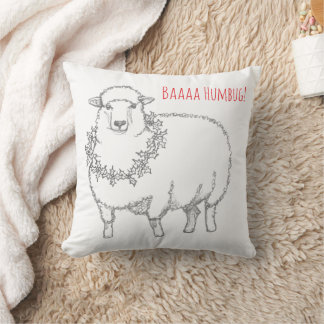 Sheep With Holly Cushion