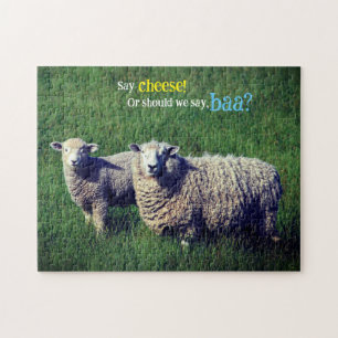 Sheep with lamb in grass meadow jigsaw puzzle