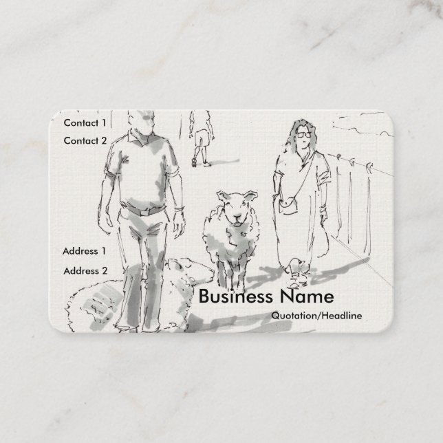 Sheep with people Drawing Business Cards (Front)