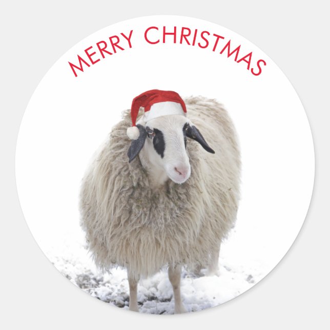 SHEEP WITH Santa hat CUSTOMIZABLE STICKERS (Front)
