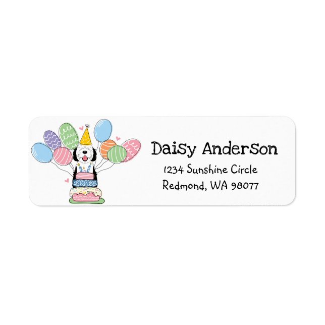 Sheepadoodle Birthday Party Return Address (Front)