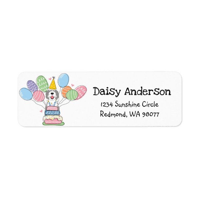 Sheepadoodle Birthday Party Return Address (Front)