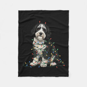 Sheepadoodle Christmas I'm Fine Everything Is Fine Fleece Blanket