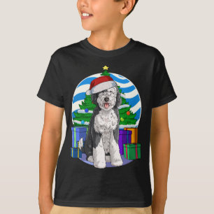 Sheepadoodle Cute Dog Santa Christmas Tree Decor T-Shirt