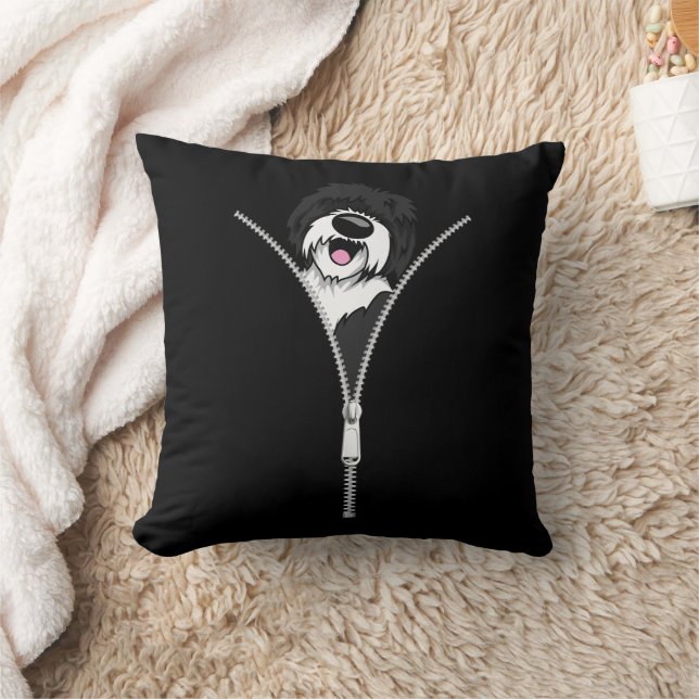 Sheepadoodle Dog Zipper Funny Puppy Dog Owner Cushion (Blanket)