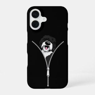 Sheepadoodle Dog Zipper Funny Puppy Dog Owner iPhone 16 Case
