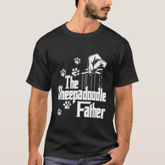 Sheepadoodle-Father Dog Dad Paw Print Cool Animal T-Shirt