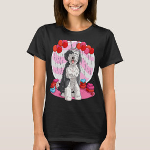 Sheepadoodle Heart Valentine Day Dog T-Shirt