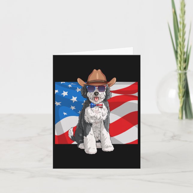 Sheepadoodle Patriotic Merica 4th Of July American Card (Front)
