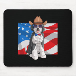 Sheepadoodle Patriotic Merica 4th Of July American Mouse Pad