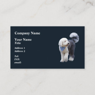 Sheepadoodle With Blue Chequered Scarf Business Card