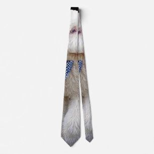 Sheepadoodle With Blue Chequered Scarf Tie