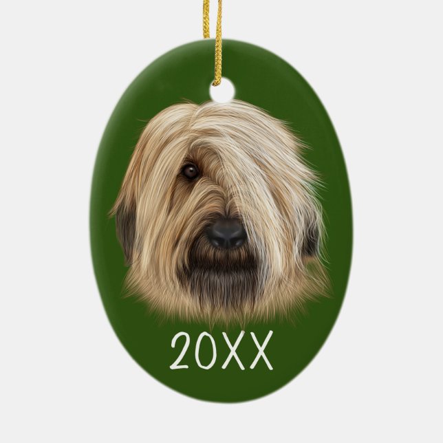 Sheepdog Portrait Keepsake Year Ceramic Tree Decoration (Back)