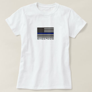 SHEEPDOG with THIN BLUE LINE AMERICAN FLAG T-Shirt