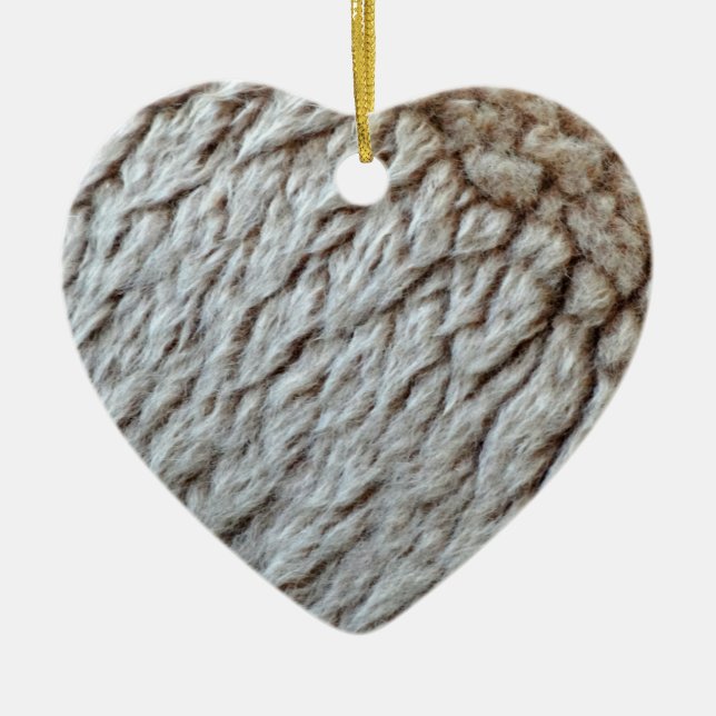 Sheep's Wool Abstract Nature Photo Ceramic Tree Decoration (Front)