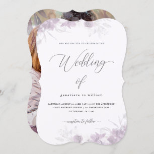 Sheer Botanical Floral Overlay Photo Wedding Invitation