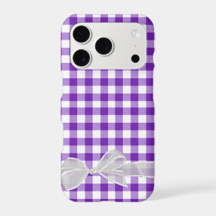 sheer bow on purple and white gingham
