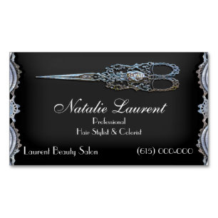 Sheer Chic Vintage Scissor Stylist  Magnetic Business Card
