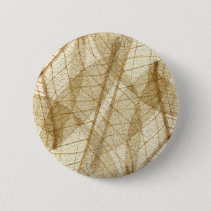 Sheer Cream Beige Lace Leaves 6 Cm Round Badge