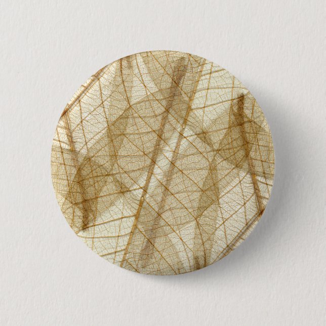 Sheer Cream Beige Lace Leaves 6 Cm Round Badge (Front)