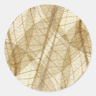 Sheer Cream Beige Lace Leaves Classic Round Sticker