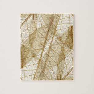 Sheer Cream Beige Lace Leaves Jigsaw Puzzle