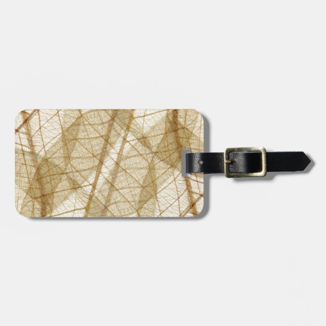 Sheer Cream Beige Lace Leaves Luggage Tag (Front Horizontal)