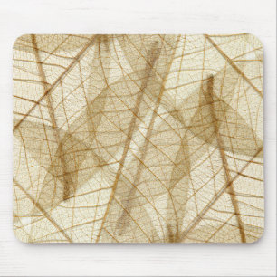 Sheer Cream Beige Lace Leaves Mouse Pad