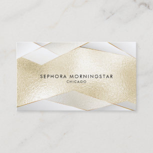 Sheer Elegant  Gold Facets on Light Gold White Business Card