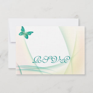 Sheer Green Butterflies RSVP Card