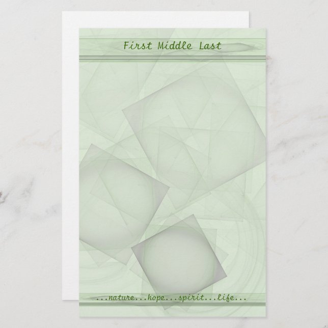 Sheer Green Geometric Tiles Personalised Stationery (Front/Back)