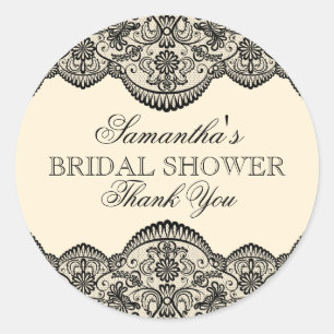 Sheer Lace Bridal Shower Classic Round Sticker