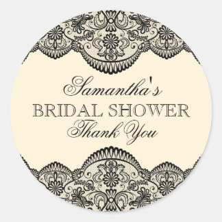 Sheer Lace Bridal Shower Classic Round Sticker