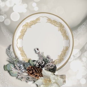 Sheer Poinsettia Lace Cream  Paper Plate